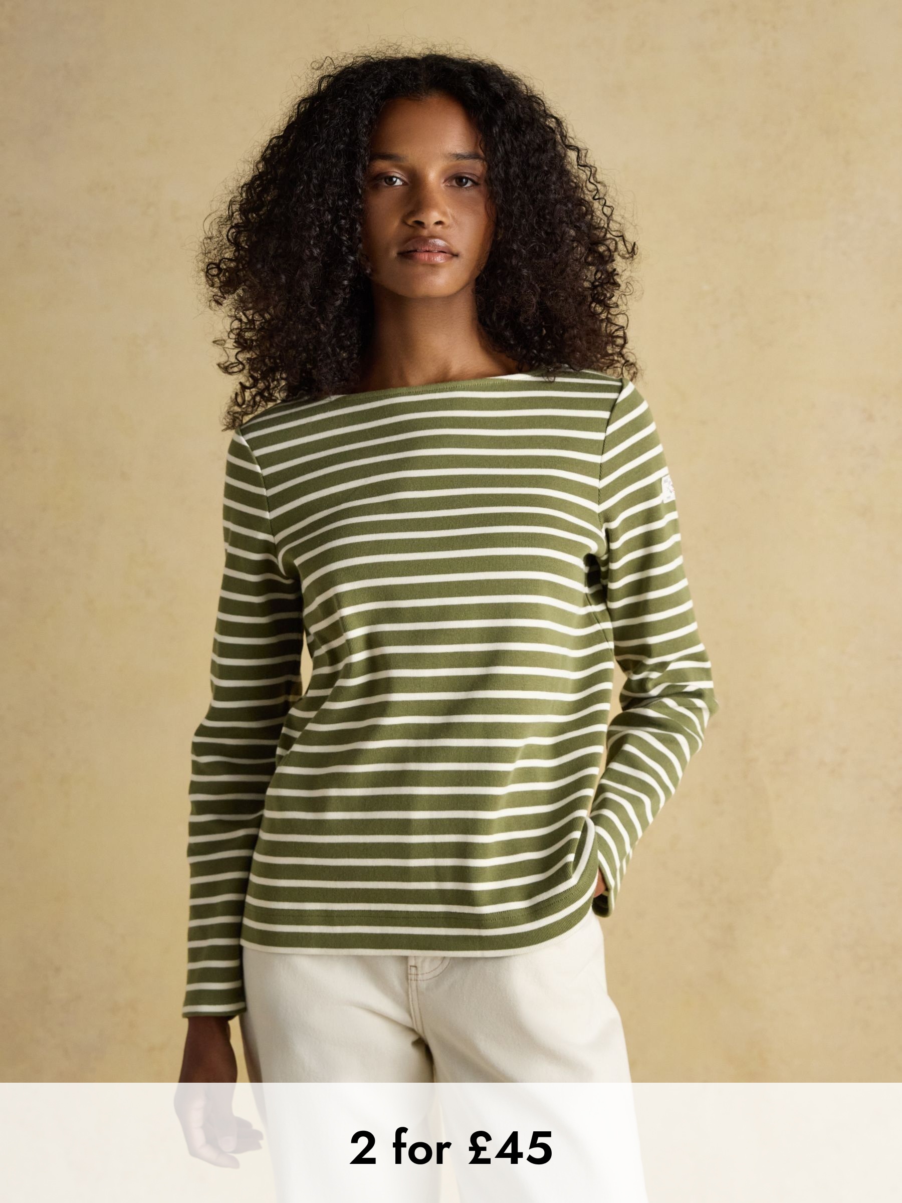 Harbour Green Boat Neck Long Sleeve Breton Stripe Top (AU2041) | £29