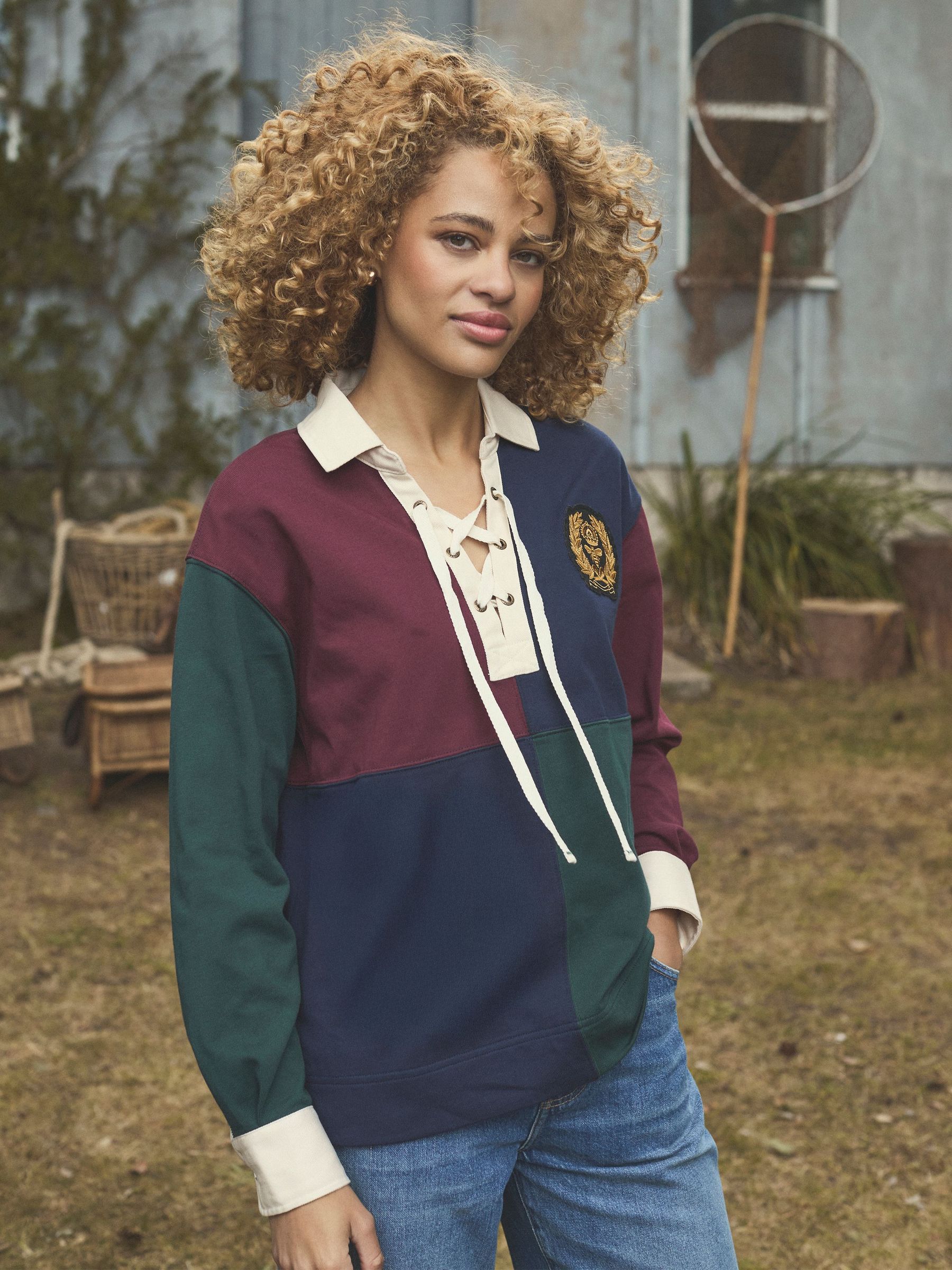 Claremont Multi 100% Cotton Harlequin Lace Up Rugby Shirt (AU2088) | £47