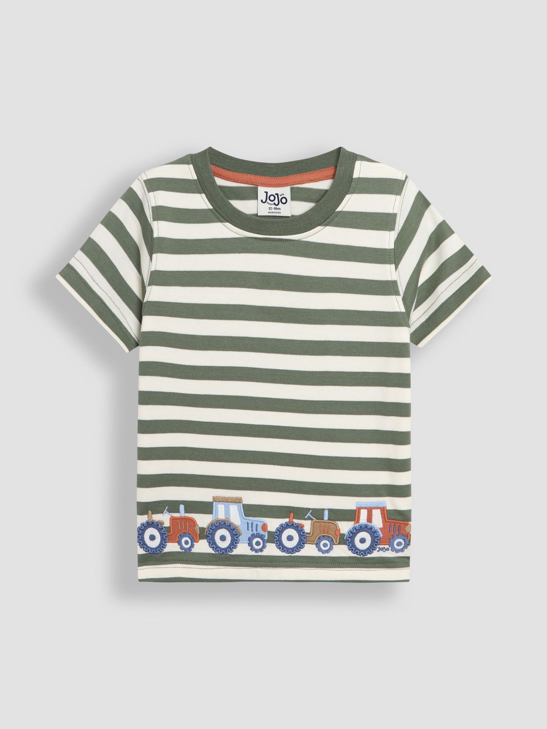 Khaki Tractor Appliqué Border T-Shirt (AU2092) | £16 - £19
