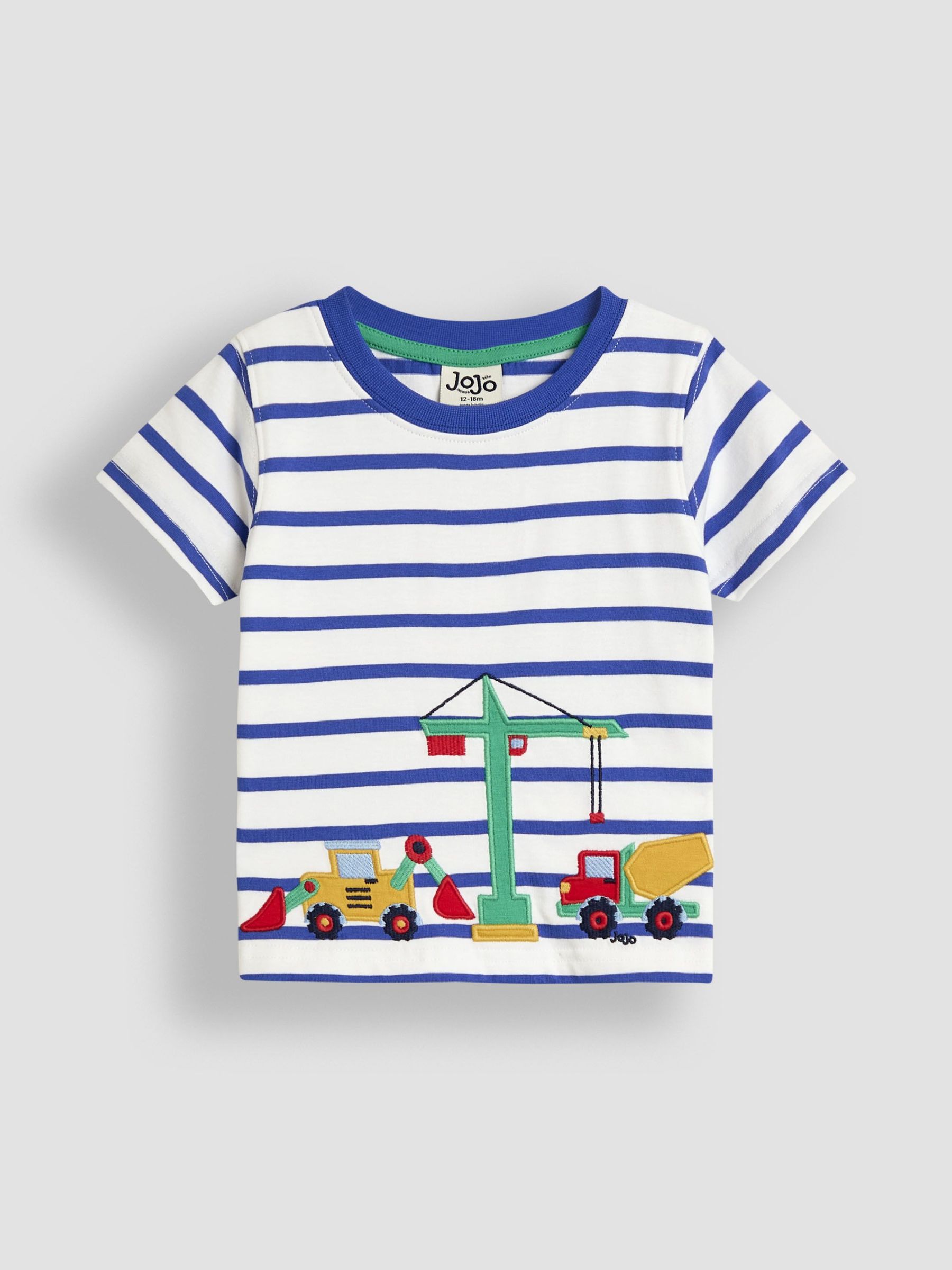 White Construction Vehicle Appliqué Border T-Shirt (AU2094) | £16 - £19
