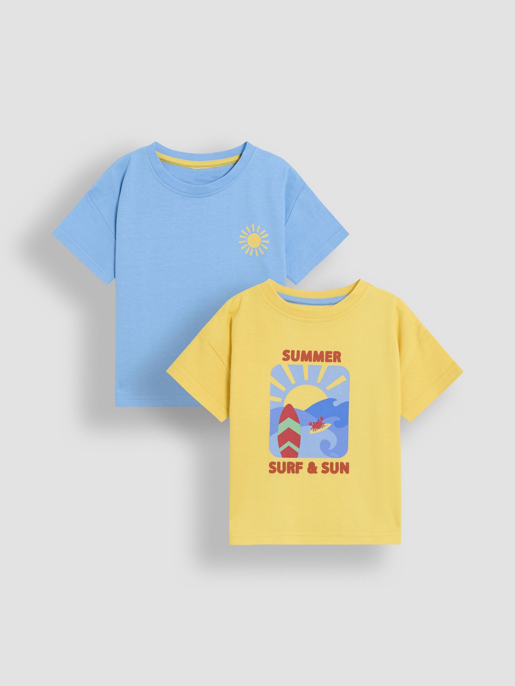 Yellow Surf & Sun Graphic Printed and Plain T-Shirts 2 Pack (AU2095) | £20 - £23