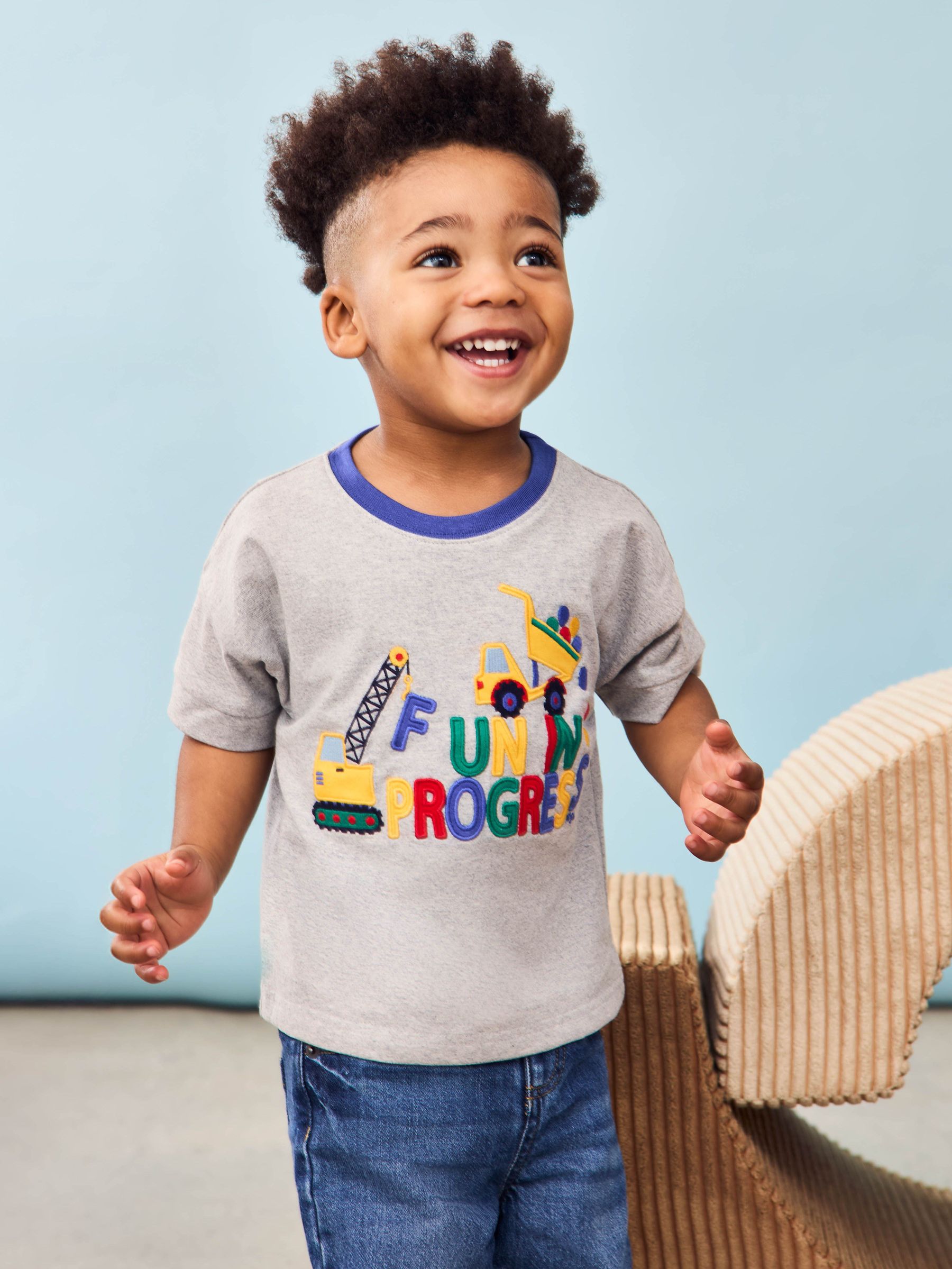 Marl Grey Construction Appliqué T-Shirt (AU2223) | £17 - £20