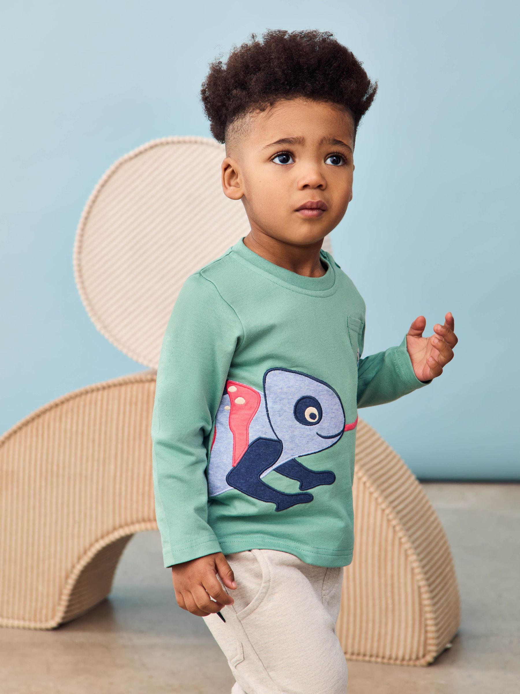 Khaki Chameleon 100% Cotton Appliqué Top (AU2240) | £17 - £20