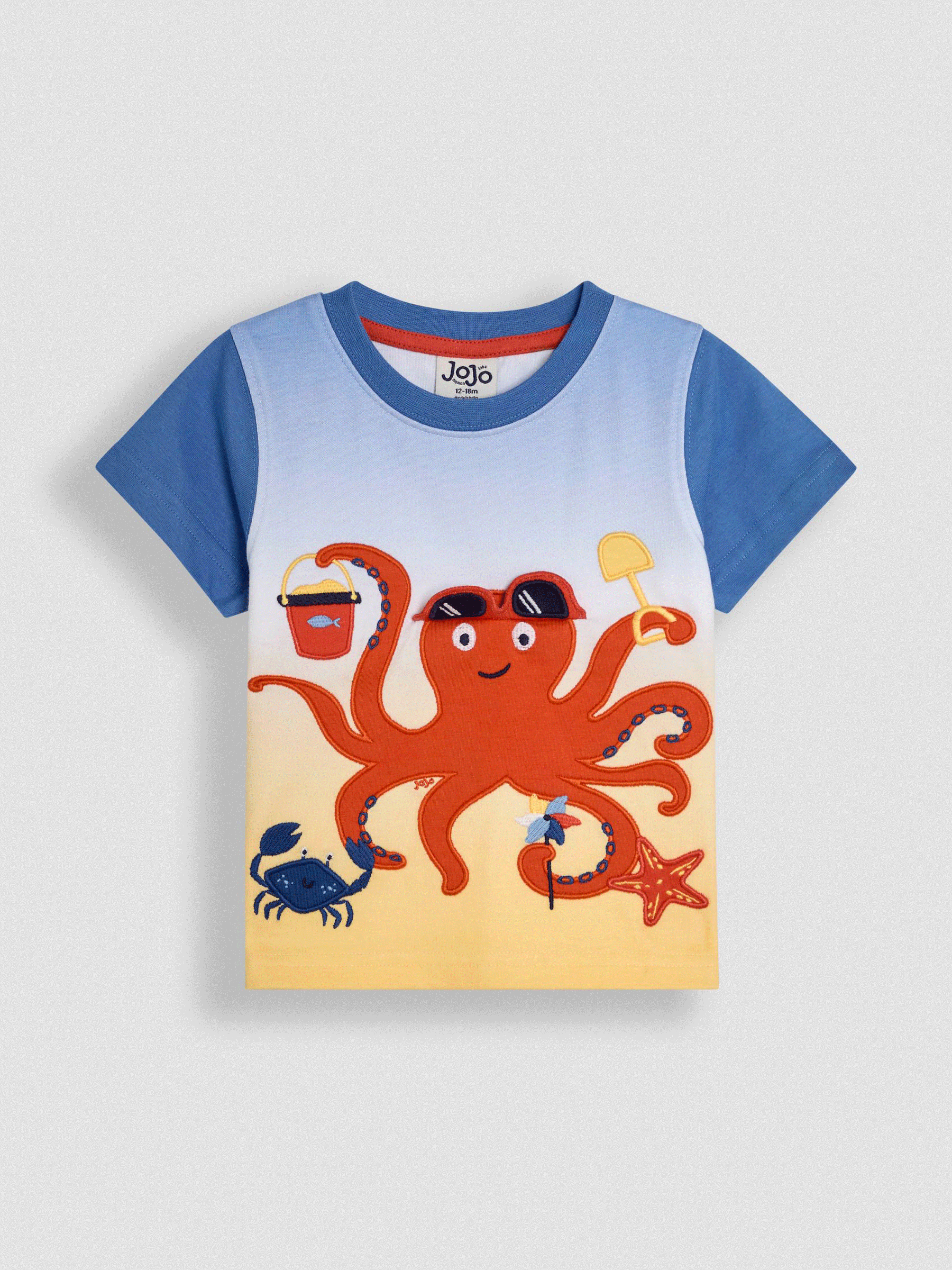 Blue Octopus Interactive Appliqué 100% Cotton T-Shirt (AU2243) | £16 - £19