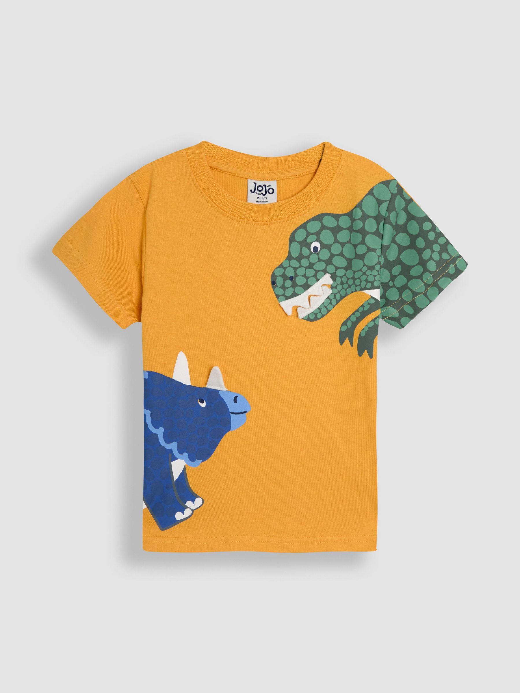Mustard Dinosaur Printed 100% Cotton T-Shirt (AU2245) | £13 - £16