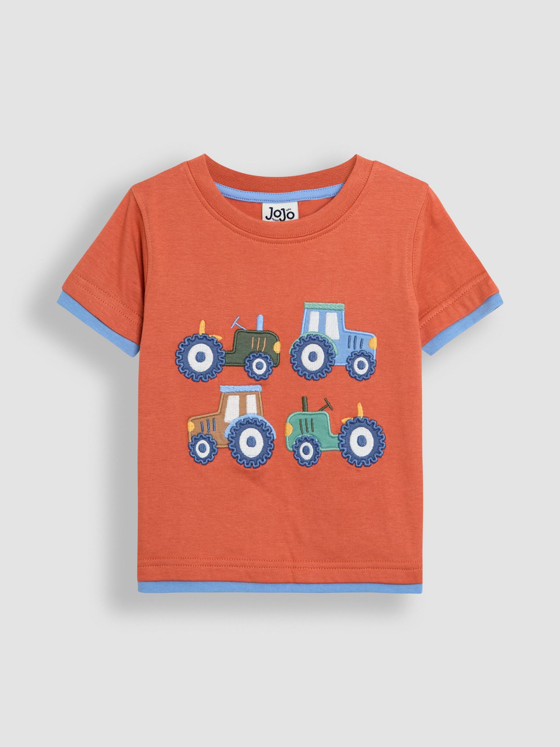 Orange Tractor 100% Cotton Appliqué T-Shirt (AU2259) | £16 - £19