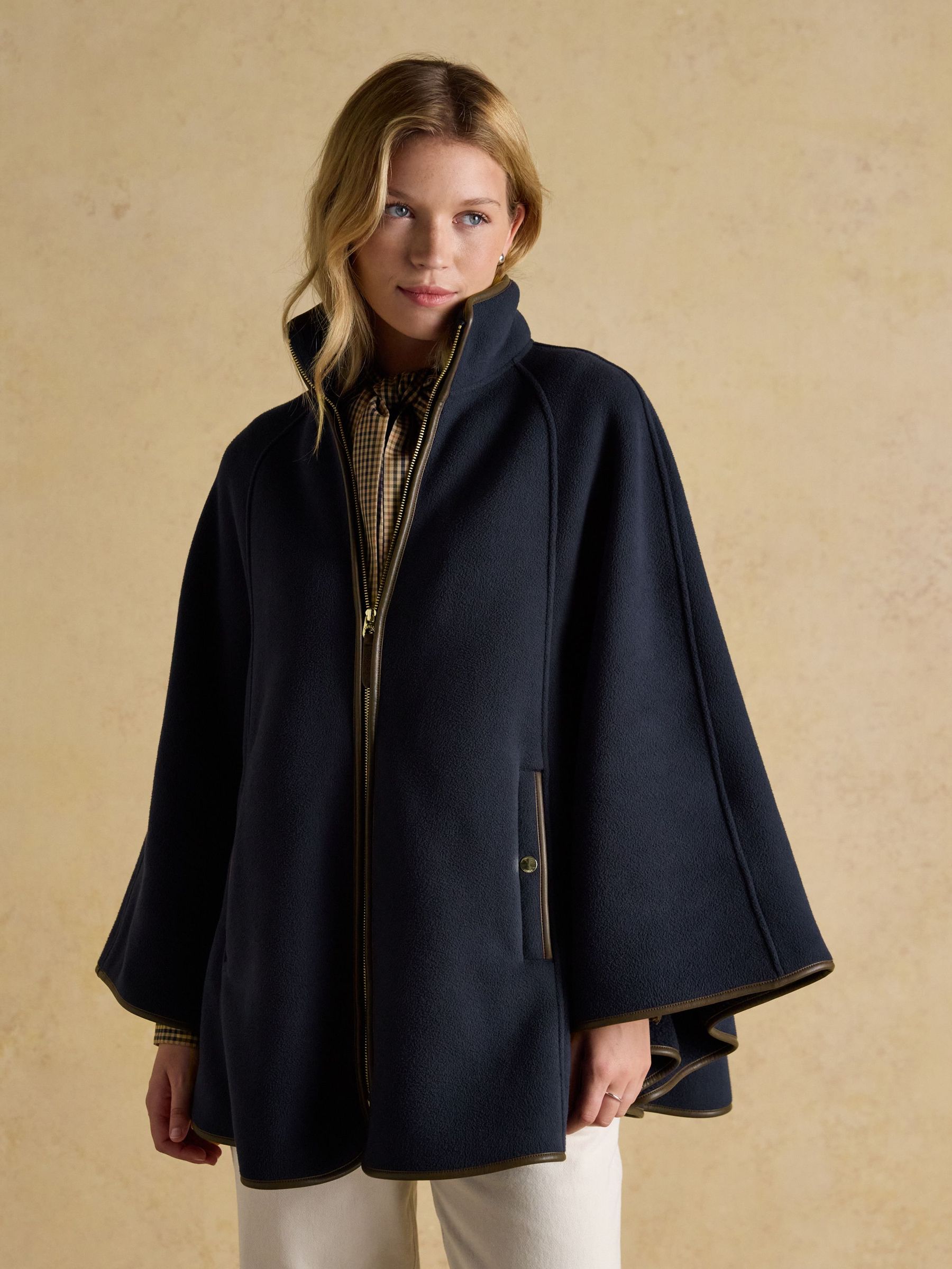 Heritage Navy Fleece Longline Cape (AU2371) | £95