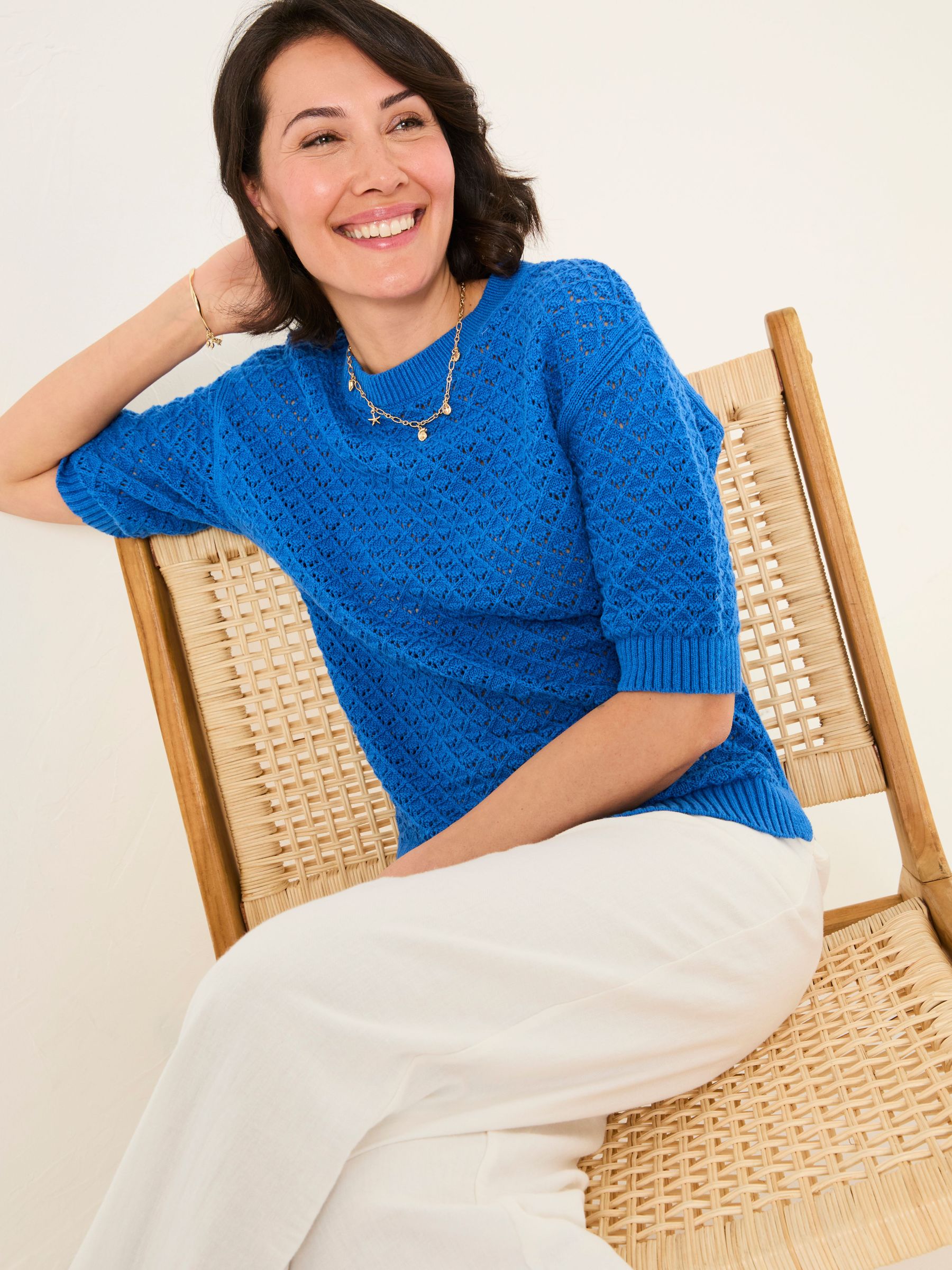 Maysie Mid Blue Knitted T-Shirt (AU2565) | £49.50