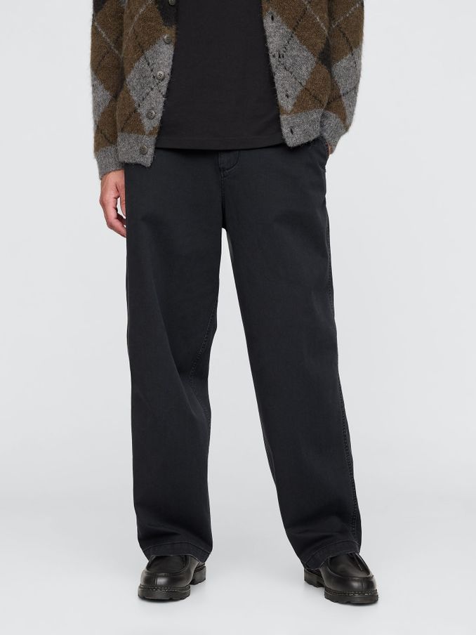 Black Loose Fit Cotton Twill Utility Chinos (AU2816) | £38