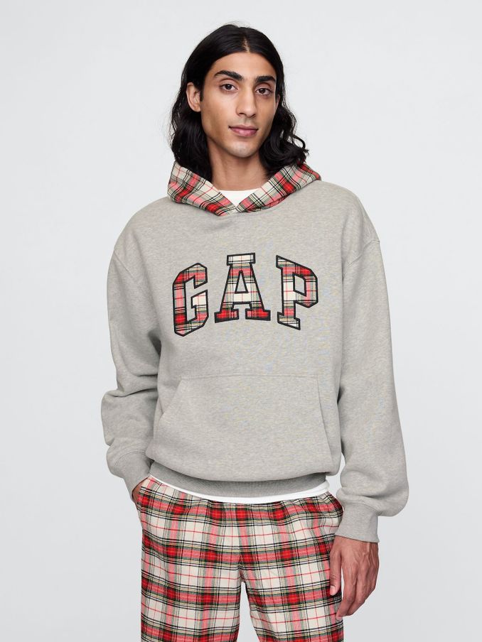 Grey Vintage Soft Striped Logo Hoodie (AU2817) | £31