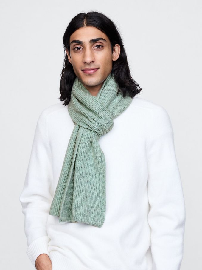 Green CashSoft Rib Scarf (AU2819) | £17