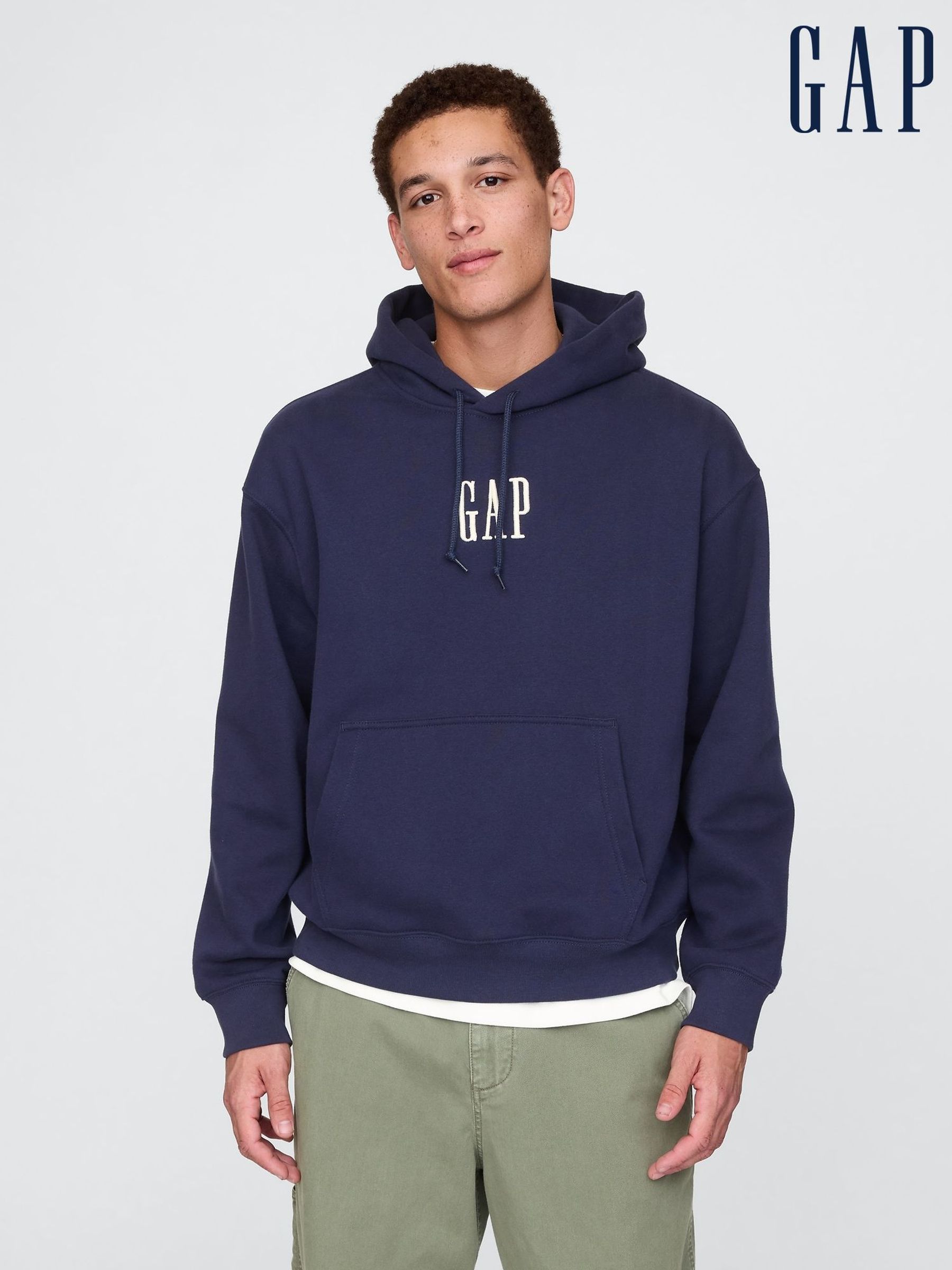Navy Blue Vintage Soft Logo Hoodie (AU2827) | £45
