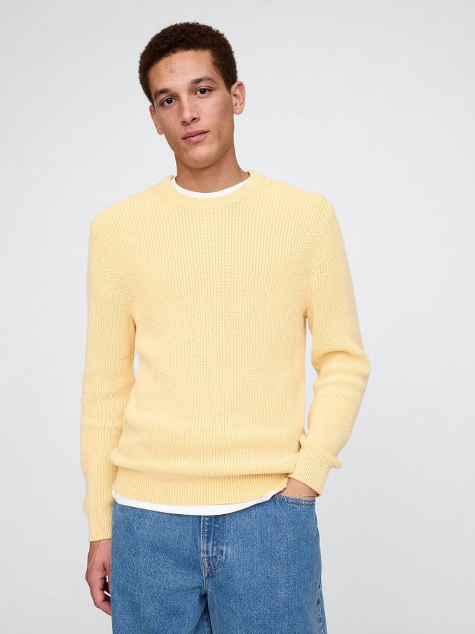 Yellow Shaker-Stitch Crew Neck Jumper (AU2830) | £35