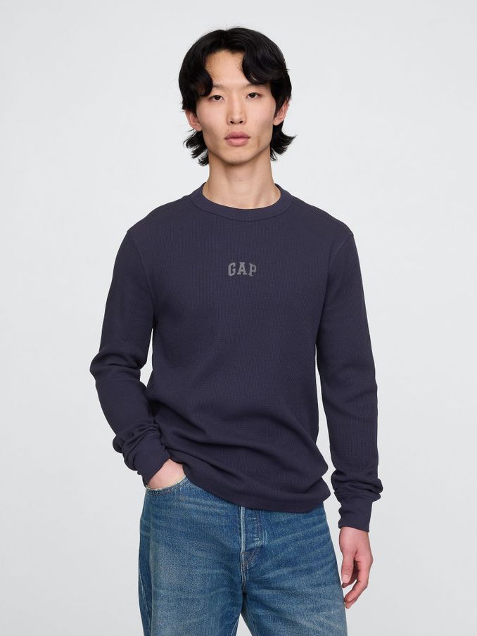 Blue Long Sleeve Logo Waffle Knit T-Shirt (AU2849) | £10