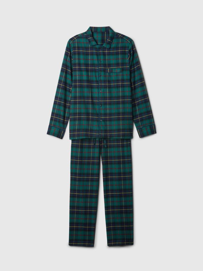Green Adult Poplin Pyjama Top and Bottoms Set (AU2855) | £35