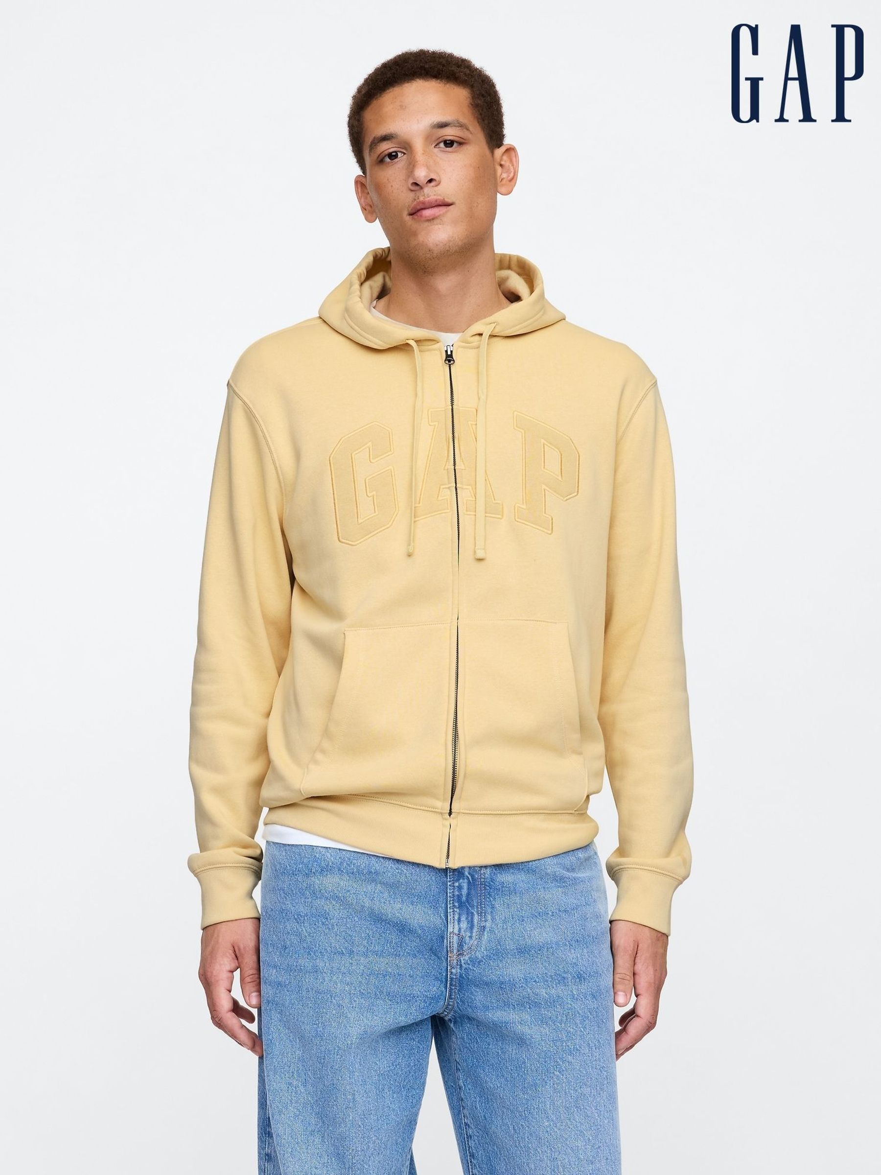 Yellow Zip Up Arch Logo Hoodie (AU2858) | £40