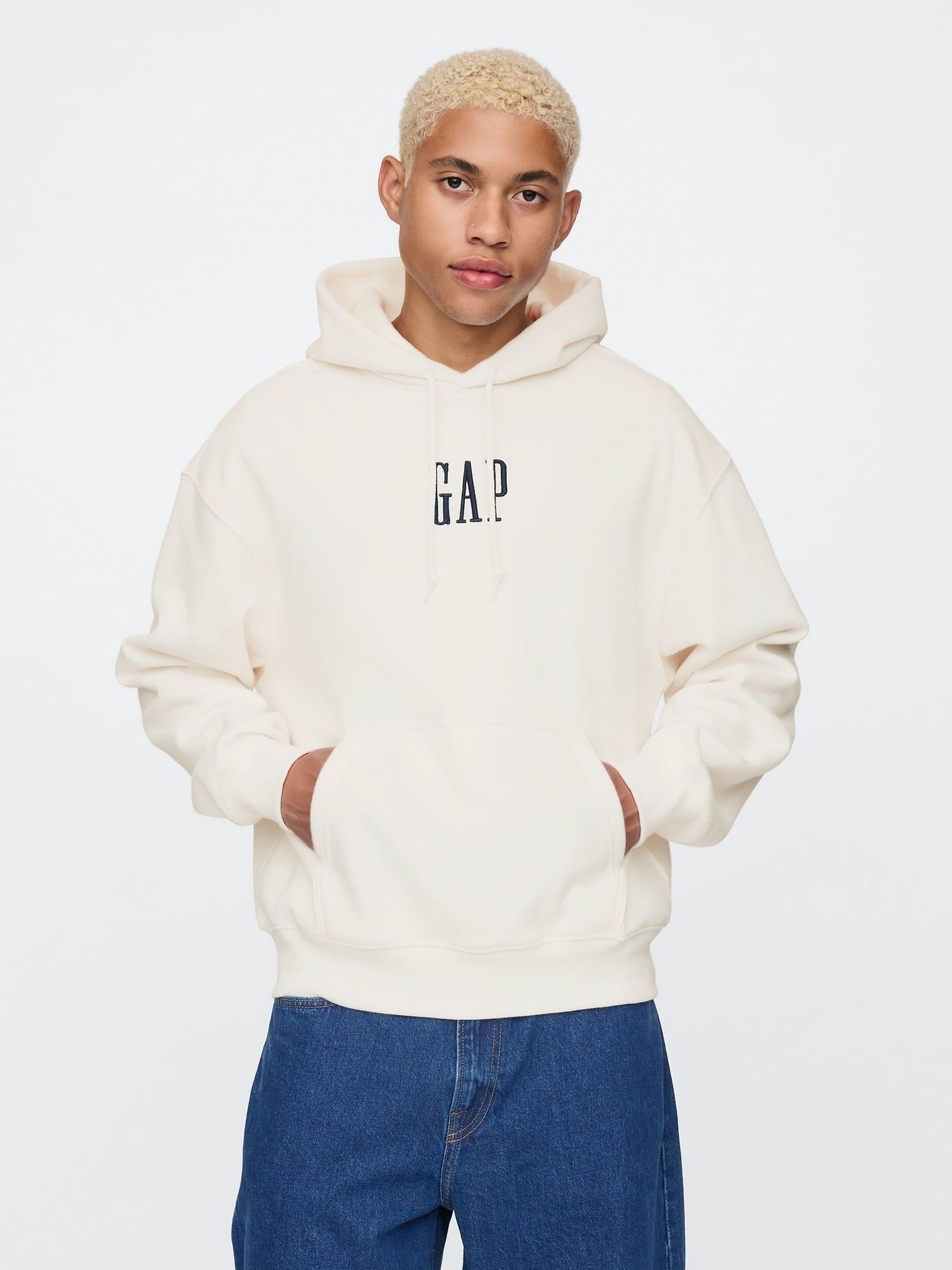 White Vintage Soft Logo Hoodie (AU2866) | £45