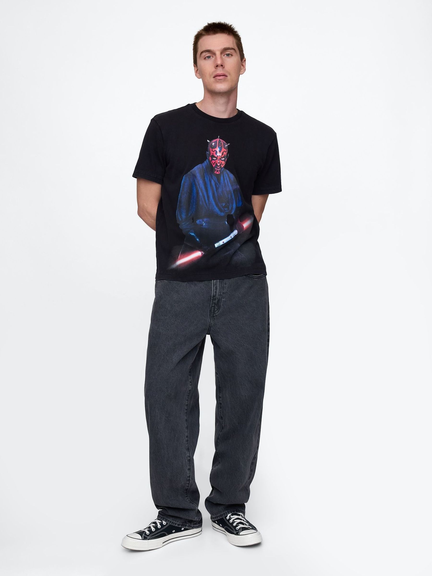 Black Darth Maul Star Wars Cotton Crew Neck T-Shirt (AU2886) | £50