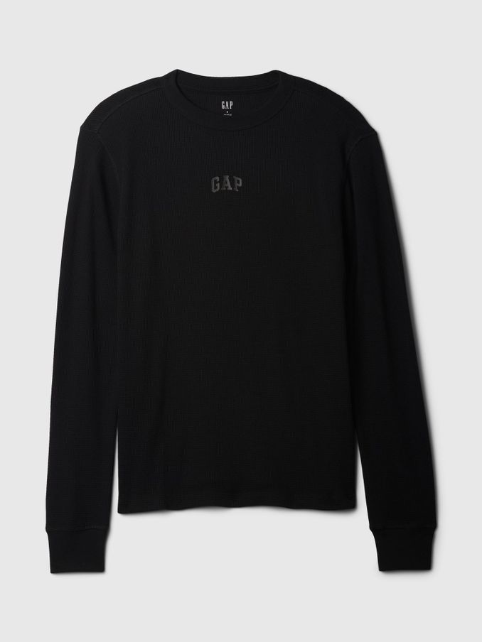 Black Long Sleeve Logo Waffle Knit T-Shirt (AU2887) | £10