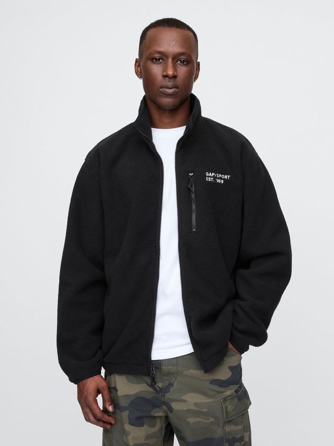 Black Logo Arctic Fleece Zip Jacket (AU2902) | £36