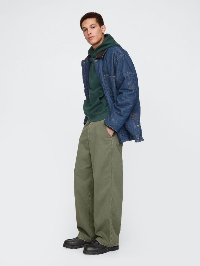 Green Loose Fit Cotton Twill Utility Chinos (AU2903) | £38