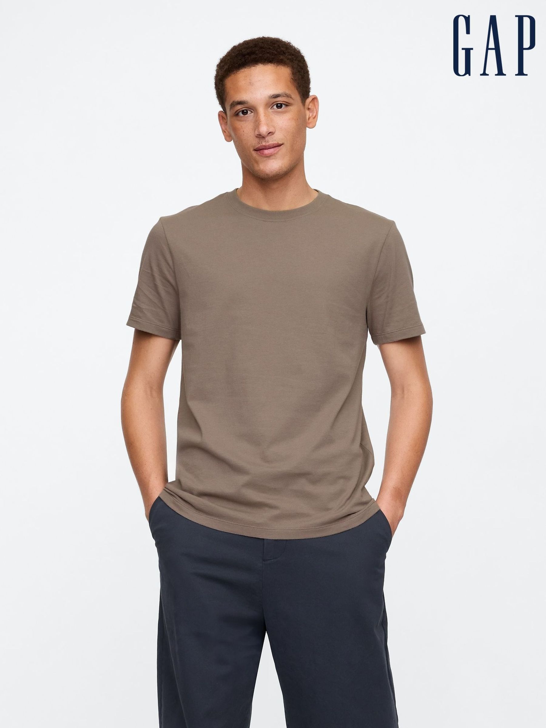 Light Brown Short Sleeve Everyday 100% Cotton Crew Neck T-Shirt (AU2905) | £12