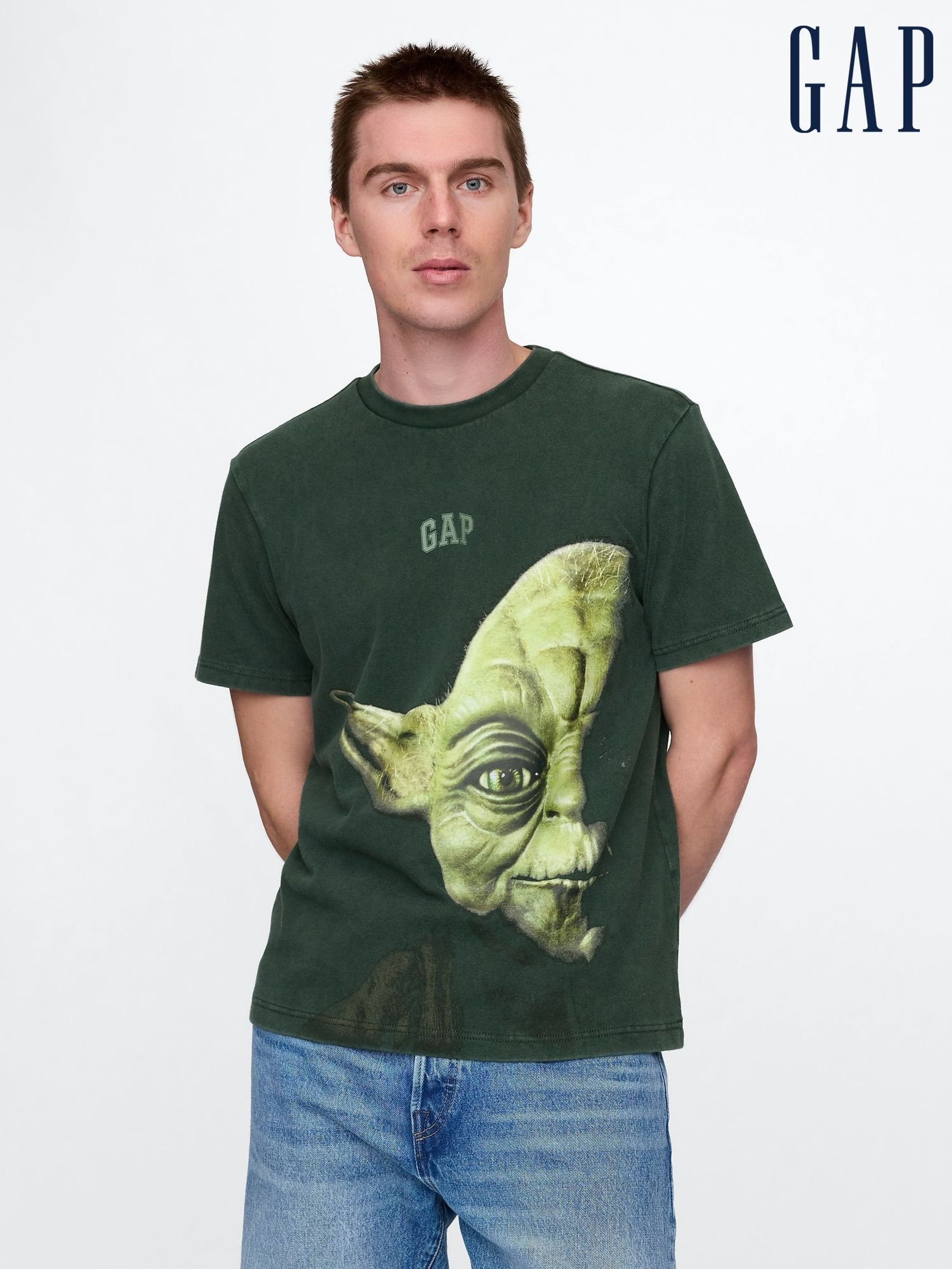 Green Yoda Star Wars Cotton Crew Neck T-Shirt (AU2908) | £50