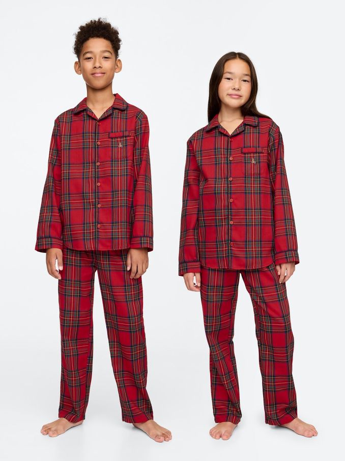 Red Matching Family Christmas Flannel Pyjama Set (5-13yrs) (AU2930) | £21