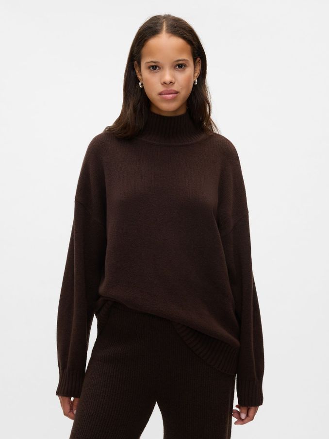 Brown CashSoft Mock Neck Ribbed Knit Jumper (AU3168) | £24