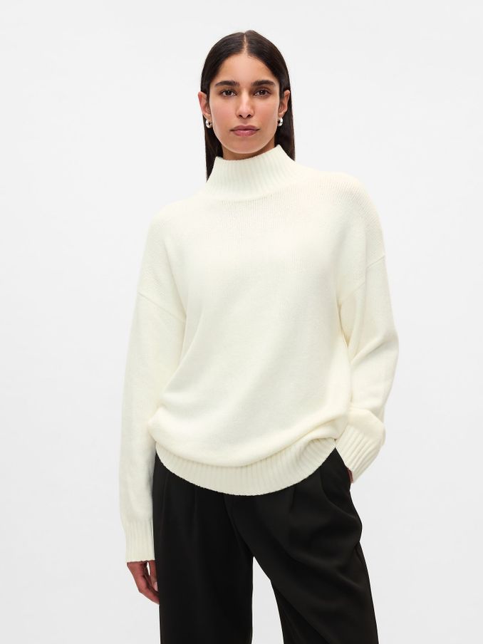 Beige CashSoft Oversized Mock Neck Jumper (AU3184) | £27