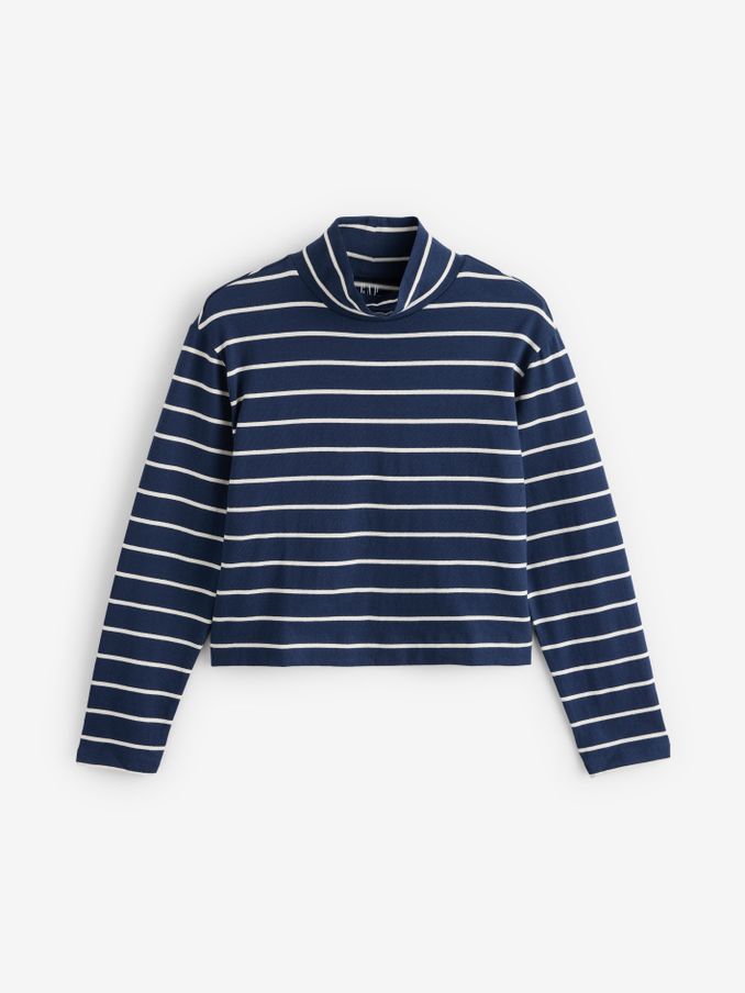 Navy Blue Long Sleeve Heavyweight Jersey Turtleneck Top (AU3194) | £12