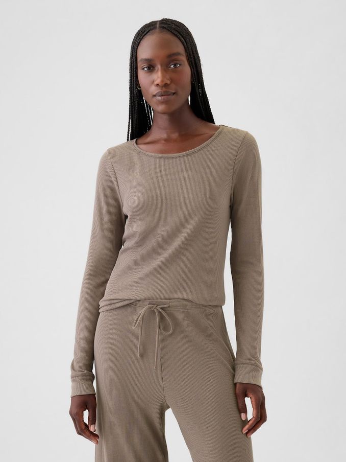Brown Waffle Pyjama T-Shirt (AU3203) | £12