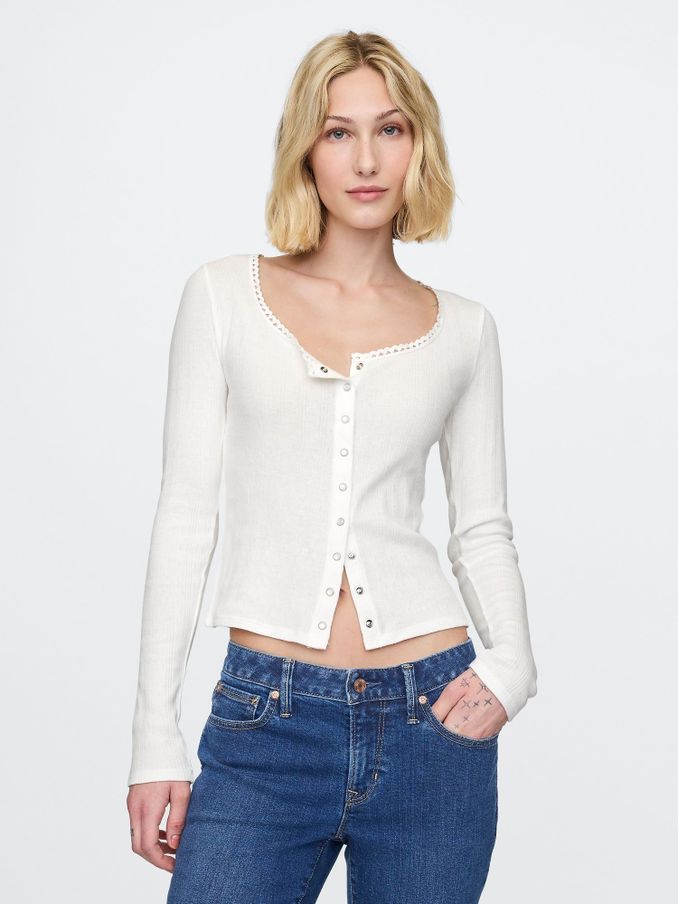 White Cropped Pointelle Cardigan (AU3212) | £25