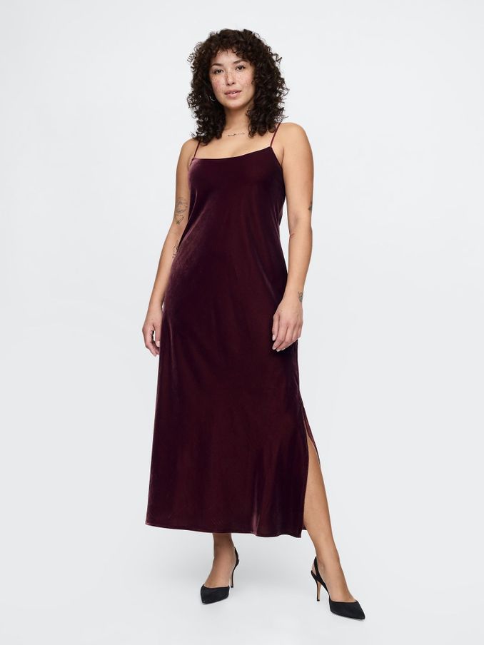 Red Velvet Midi Slip Dress (AU3216) | £39