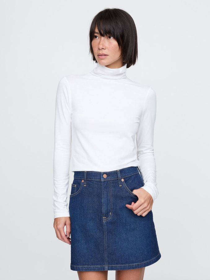 White Featherweight Turtle Neck Long Sleeve Top (AU3234) | £10