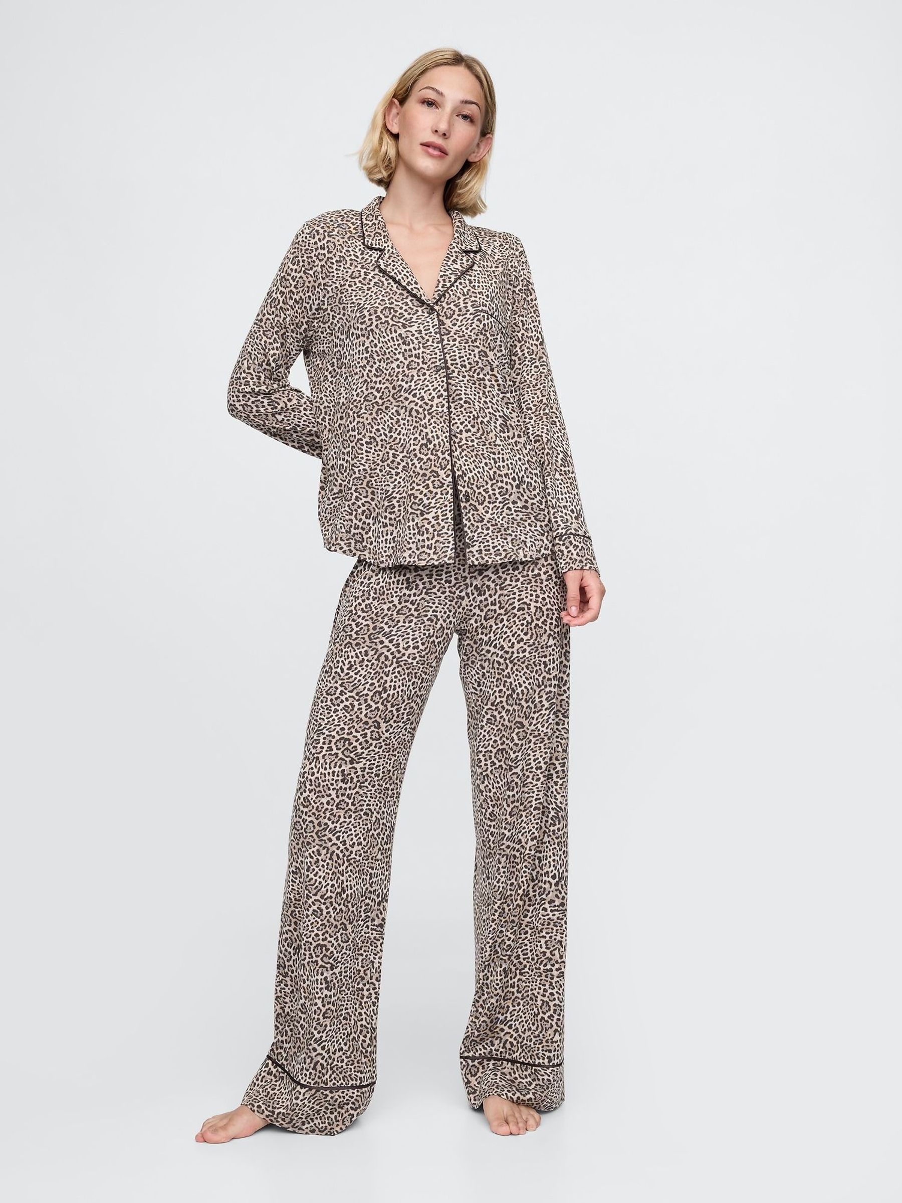 Brown Leopard Print Modal Pyjama Bottoms (AU3256) | £18