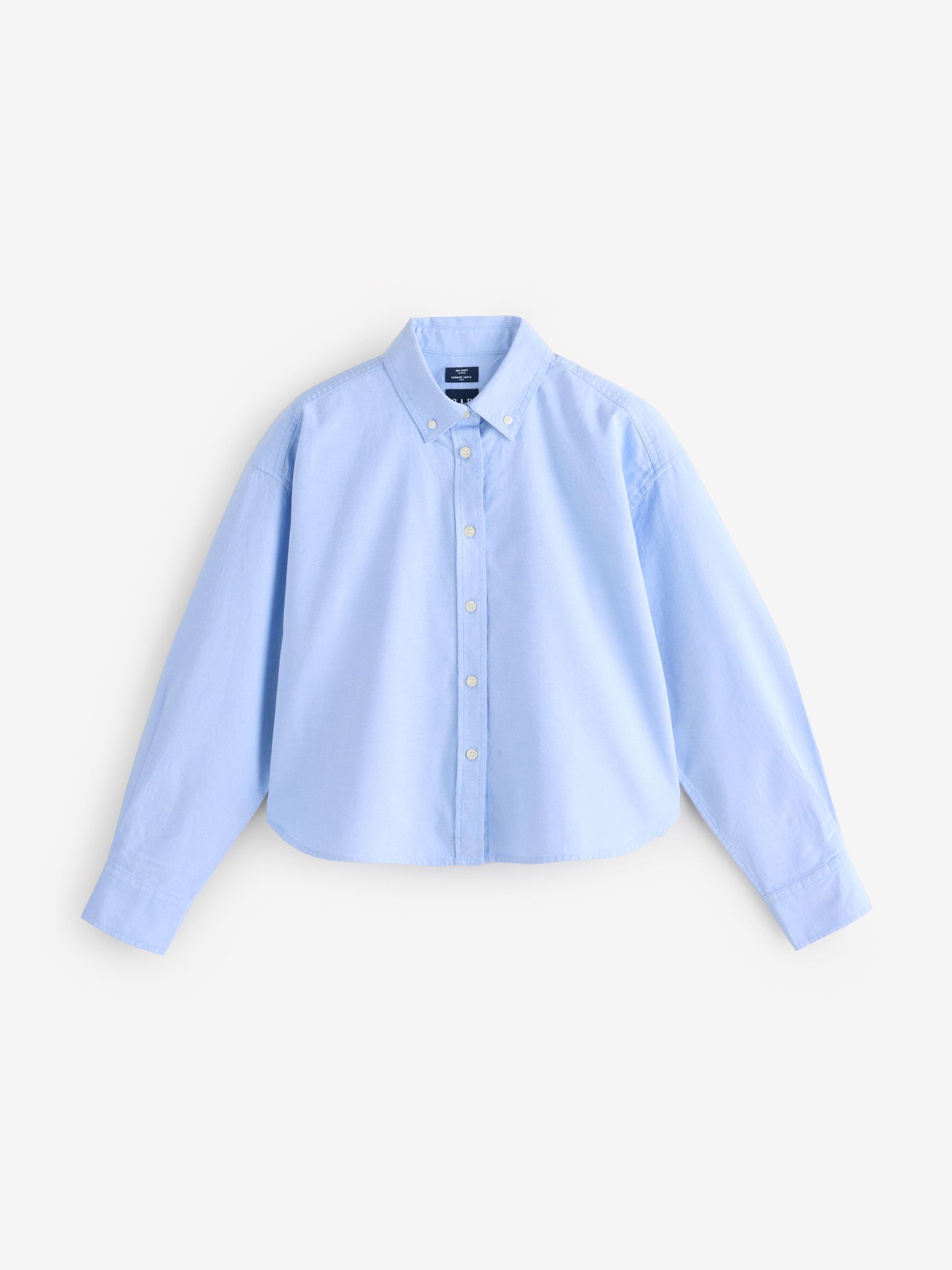 Blue Organic Cotton Poplin Cropped Oversized Shirt (AU3262) | £45
