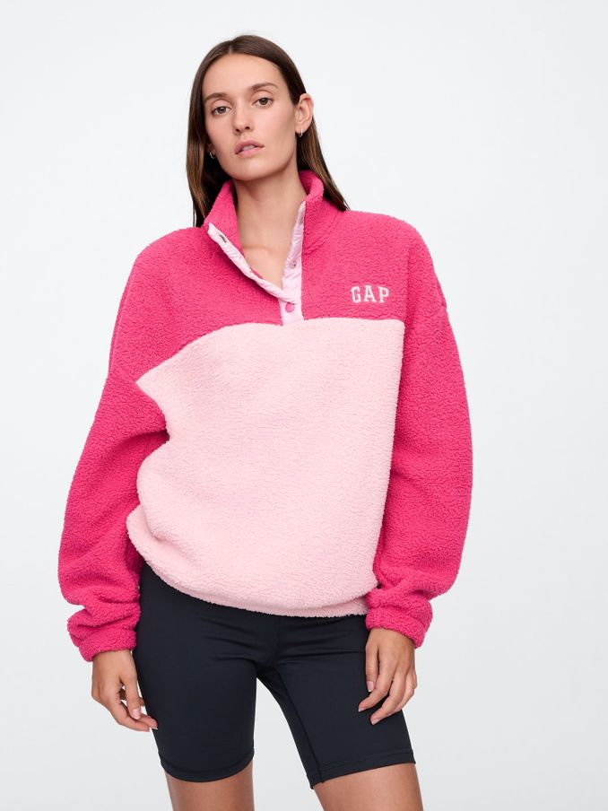 Pink Half Snap Sherpa Fleece (AU3296) | £24