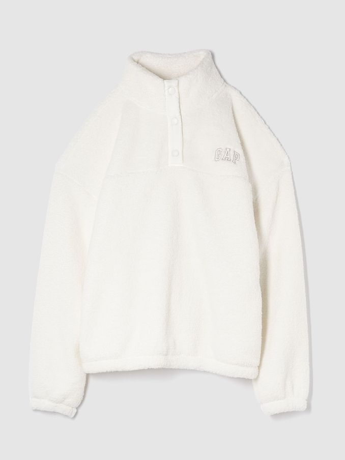 White Half Snap Sherpa Fleece (AU3400) | £24