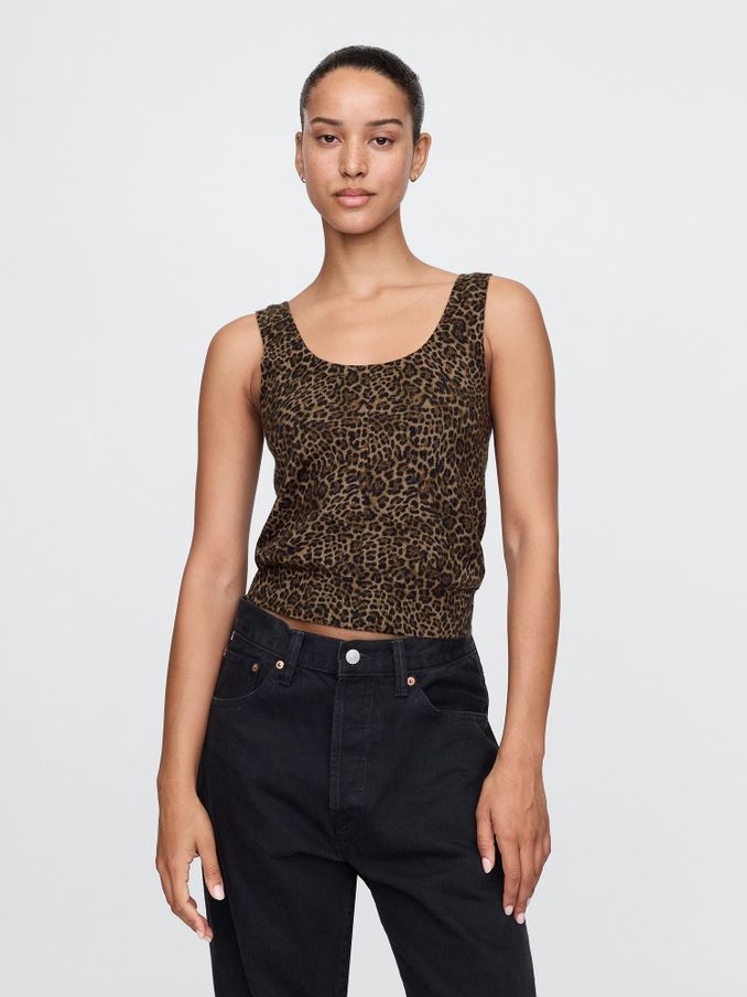 Brown Leopard Print CashSoft Cropped Vest (AU3402) | £18