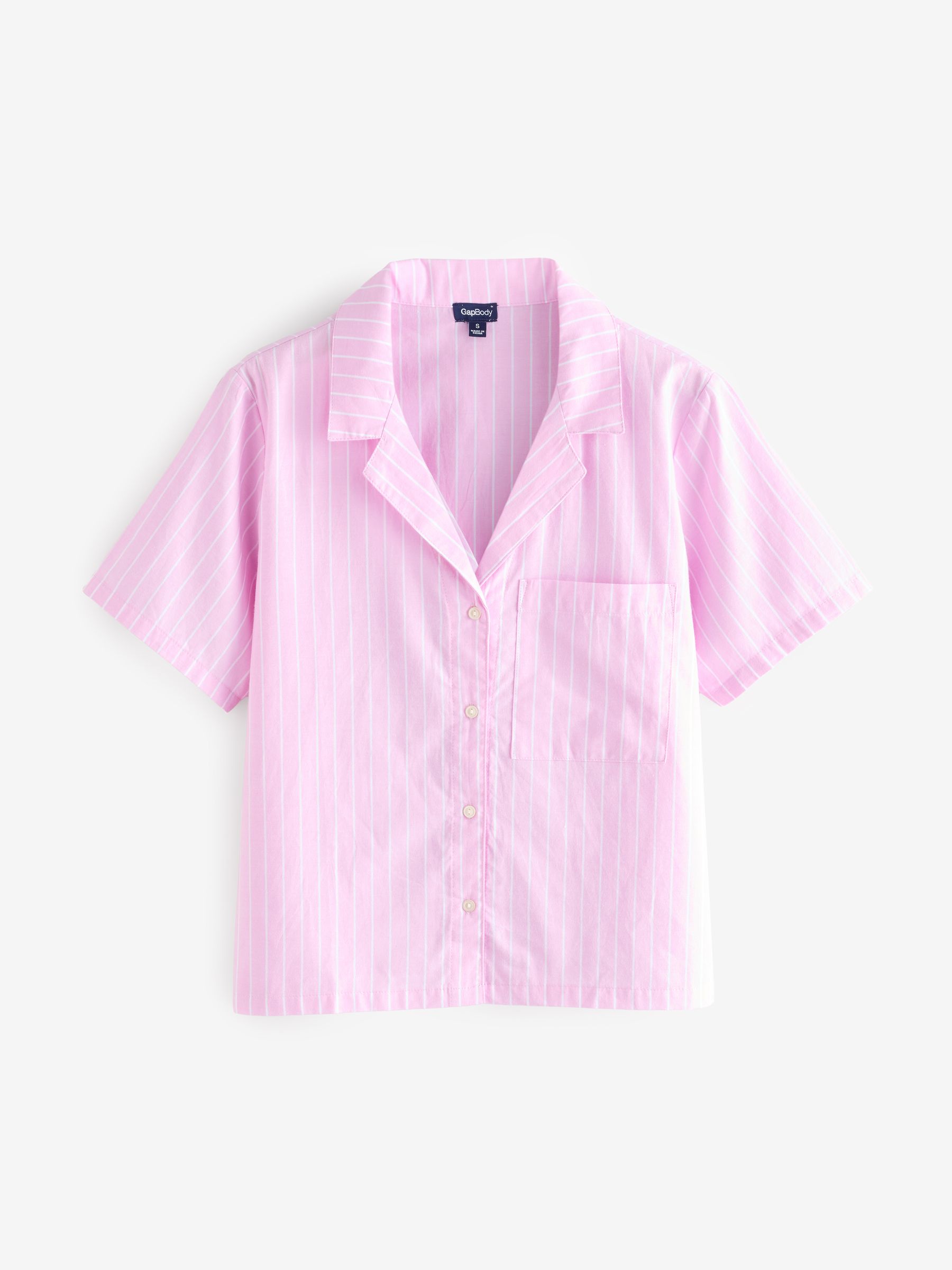 Pink Stripe Cotton Short Sleeve Pyjama Top (AU3413) | £20