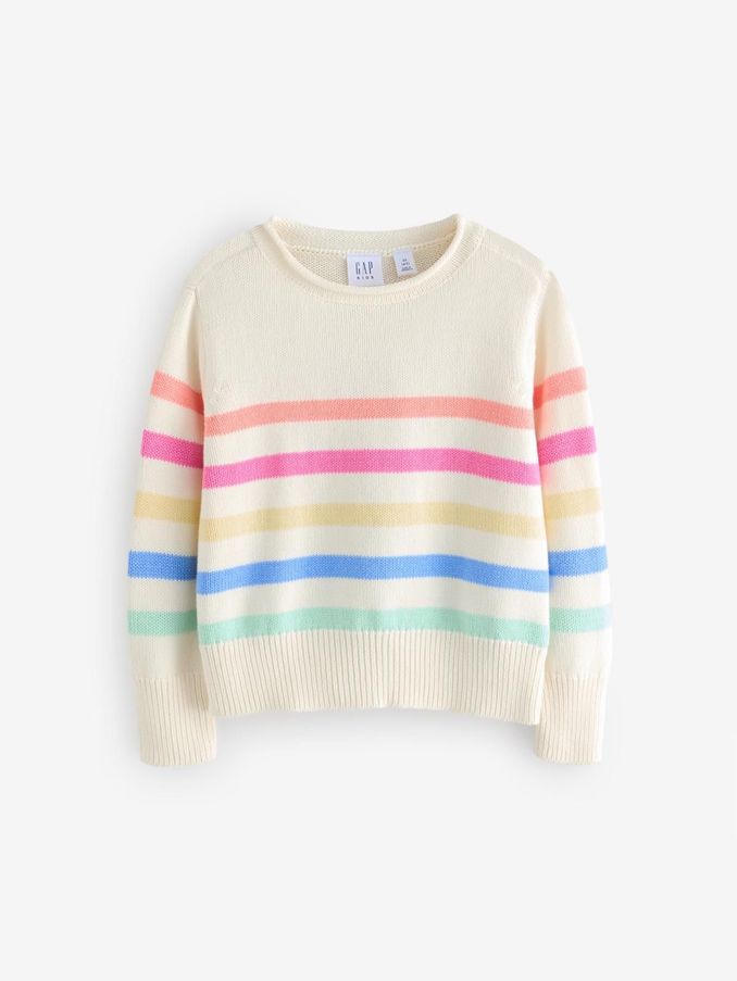 Cream Stripe Knit Jumper (4-13yrs) (AU3492) | £20