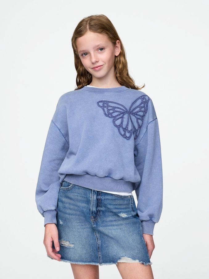Blue Butterfly Vintage Soft Dolman Sweatshirt (4-13yrs) (AU3497) | £17