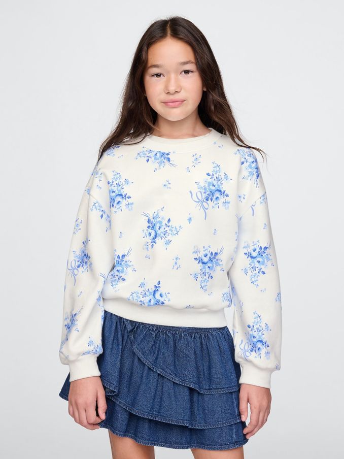 White Floral Vintage Soft Dolman Sweatshirt (4-13yrs) (AU3501) | £25