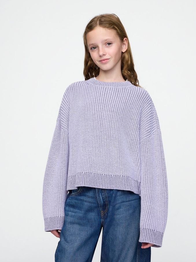 Purple Boxy Crew Neck Jumper (4-13yrs) (AU3507) | £25