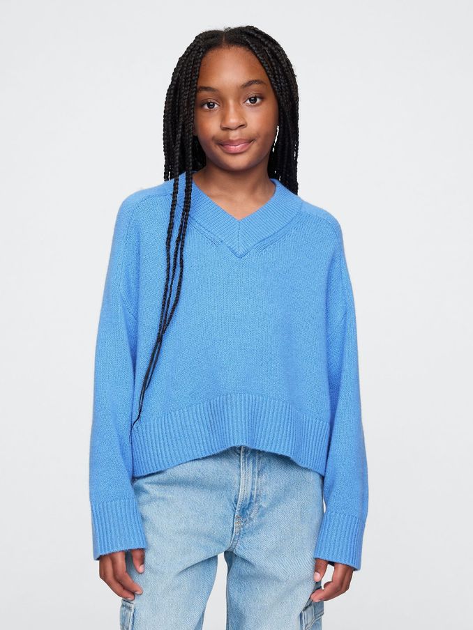 Blue CashSoft Oversized V-Neck Jumper (AU3508) | £12