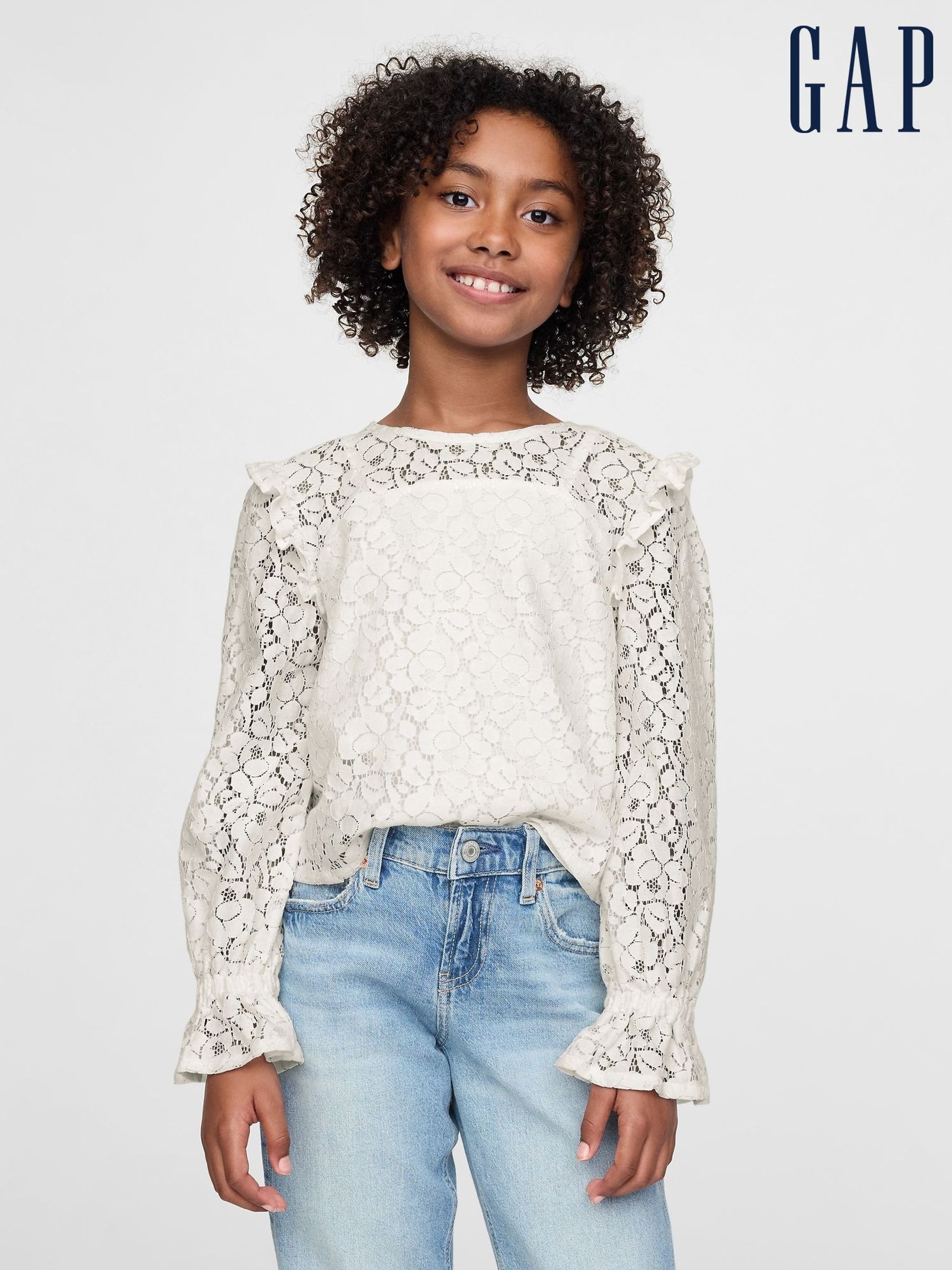 Cream Ruffle Lace Top (AU3517) | £30