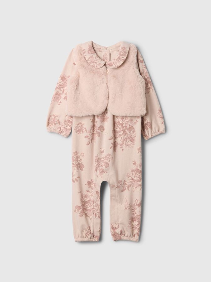 Pink Faux Fur Vest Outfit Set (Newborn-24mths) (AU3539) | £35