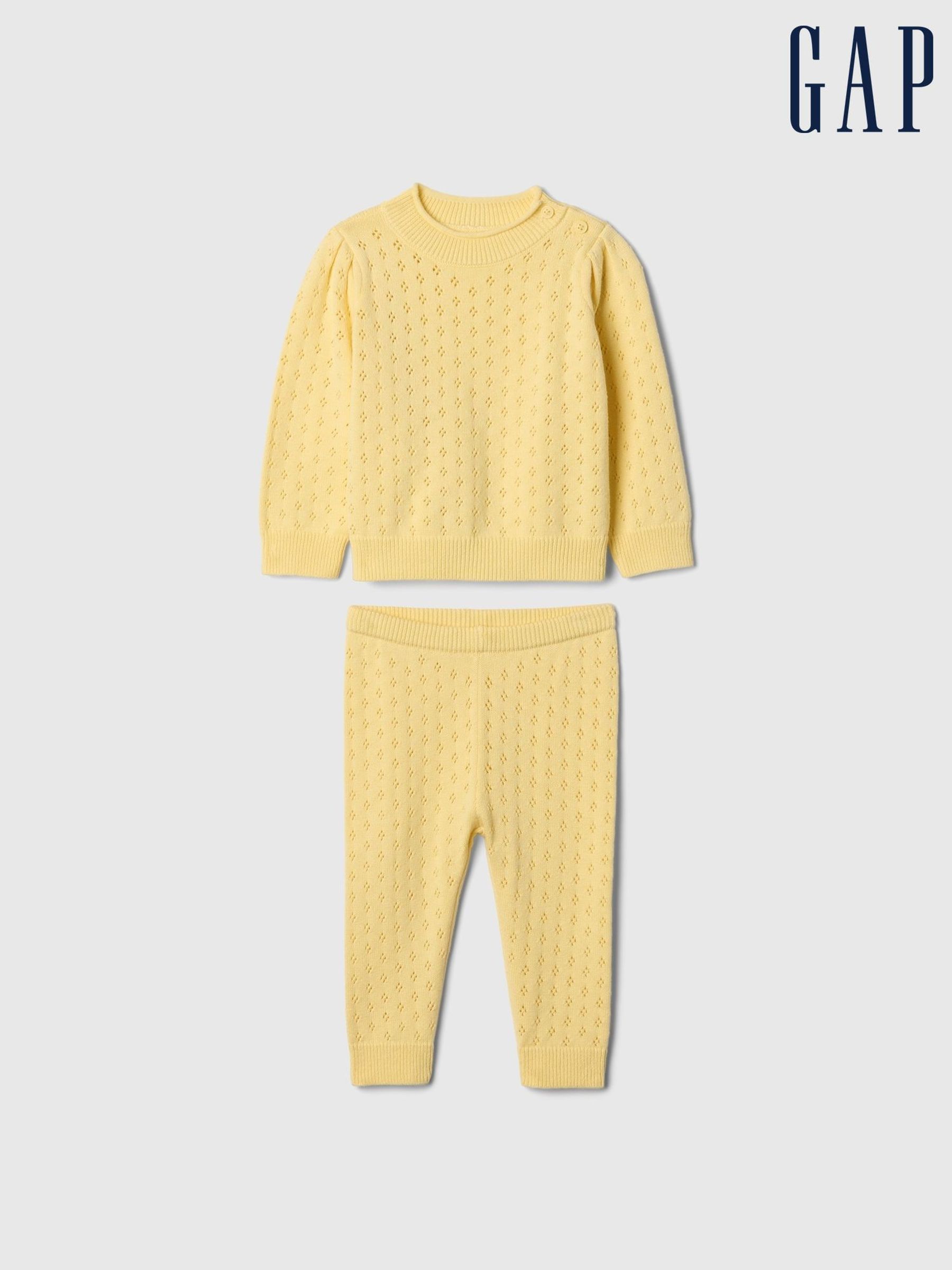 Yellow Pointelle Puff Sleeve Jumper & Leggings Set (Newborn-24mths) (AU3542) | £35