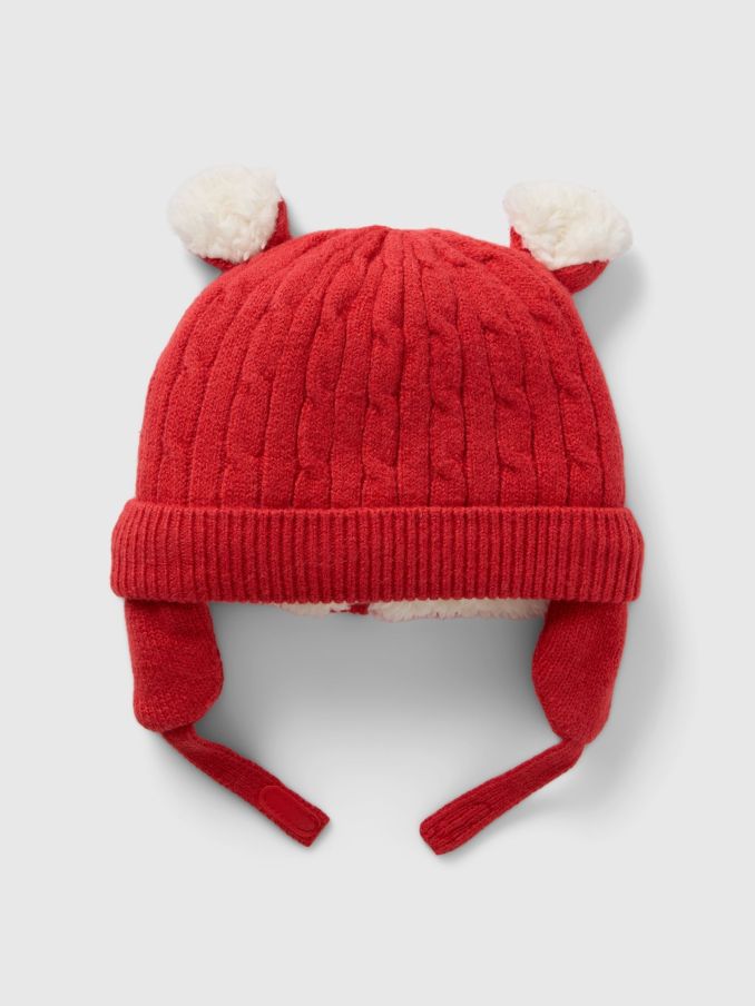 Red CashSoft Sherpa-Lined Beanie (Newborn-24mths) (AU3544) | £10